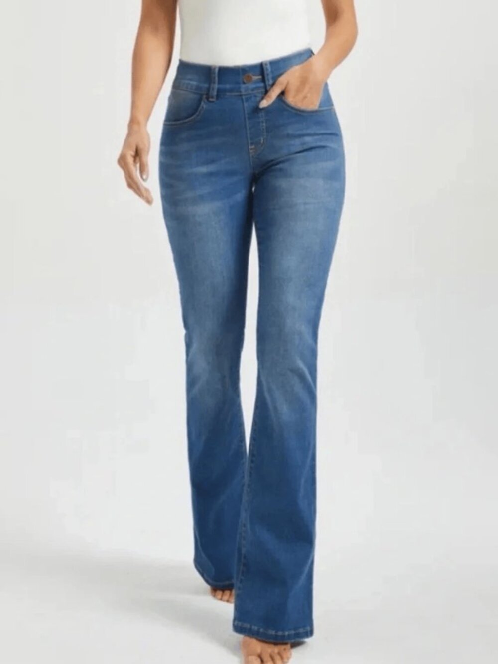 Betabrand Women's 4-pocket Yoga Denim Bootcut Jeans Size Medium